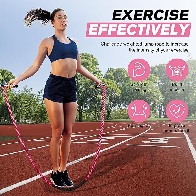 HPYGN Jump Rope, Weighted Jump Rope for Men women, 2.8lb 3.8lb 5lb Heavy Skipping Rope for Exercise, Adult Jumpropes for Home Workout, Improve Strength and Building Muscle,Total Body Workout Equipment-FlexoryFit