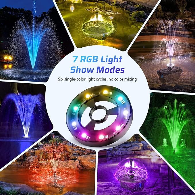 Antfraer Pond Filter with RGB Auto-Cycle LED Lights, Pond Filters for Outdoor Ponds Built In 660GPH Pond Pump, Pond Filter Box Suitable for Garden, Fountain, Pond, Waterfall, Aquarium-Corded Electric