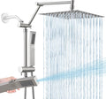 All Metal 10 Inch Rain Shower Head with Handheld Spray Combo, High Pressure Waterfall Rainfall Square Shower Heads with 16" Adjustable Extension Arm, Dual Showerhead with 3-Way Diverter,Brushed Nickel