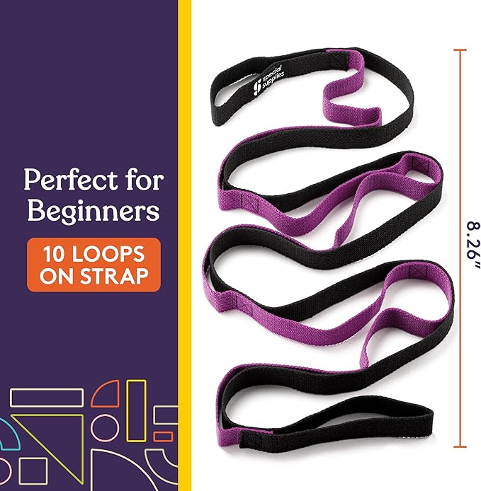 SPECIAL SUPPLIES Yoga Strap for Stretching, Stability Training, Fitness, Flexibility, Physical Therapy, Home Workout Equipment, Strength Training, and Pilates (Purple)-FlexoryFit