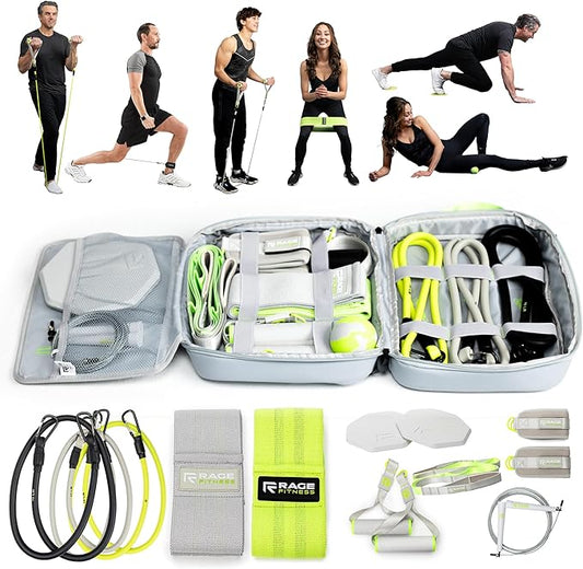 Ex Kit Home Gym Equipment with Carry Bag - 10Pcs Resistance Bands Kit with Handles, Door Anchor, Jump Rope, Booty Bands & More – Full Body Workout Bands Set for Strength, Cardio & Flexibility-FlexoryFit