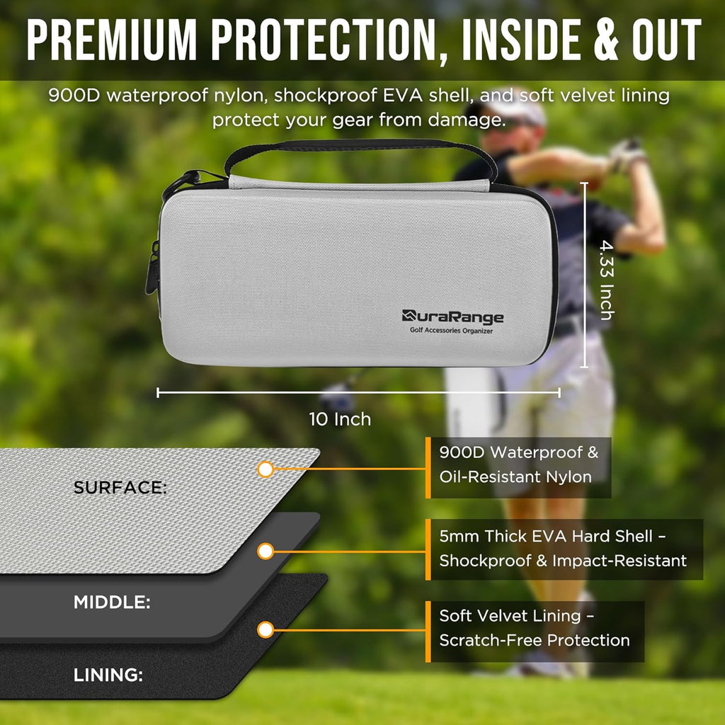 Golf Glove Holder Case with Glove Shaper - Portable Golf Accessories Organizer for Men & Women - Waterproof 900D Nylon, Large Capacity for Balls, Tees, Markers - Ideal Gift