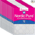 Nordic Pure 20x20x1 (Actual Size: 19 1/2 x 19 1/2 x 3/4) Tru Mini Pleat MERV 12 AC Furnace Air Filters – 2.5X More Media for Longer-Lasting, High-Efficiency Filtration - 12 Pack