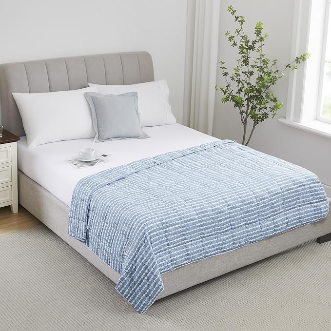 L'AGRATY Weighted Blanket - 60"x80" 25lbs Cooling Breathable Heavy Blanket Microfiber Material with Glass Beads for Adult All-Season Summer Fall Winter Soft Thick Comfort