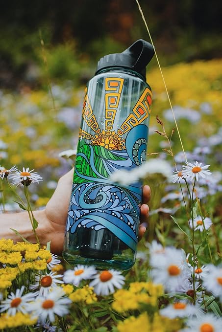 Epic Water Filters Nalgene OG Water Bottle with Filter, USA Made, BPA Free, Removes 99.99% Tap Water Contaminants, Forever Chemicals, IOC Art, 48 oz