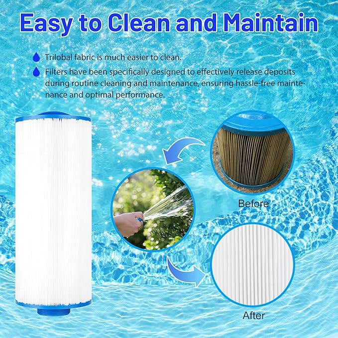 5CH-502 Spa Filter Cartridge Replaces for PPM50SC-F2M, Filbur FC-0195, Marquis Spa 20041, 20091, 370-0237, C-5303, 50501, 2" Male Thread/MPT Hot Tub Filter, 50 sq.ft Cal Spas, 2 Pack