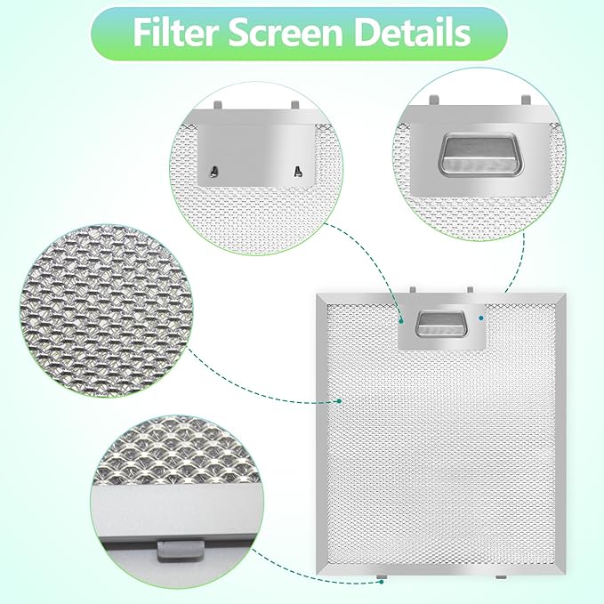 S97018029 Range Hood Filter Replacement - 10.25"x9" Aluminum Frame & Mesh with Stainless Steel Clips - 2 Pack by seteams