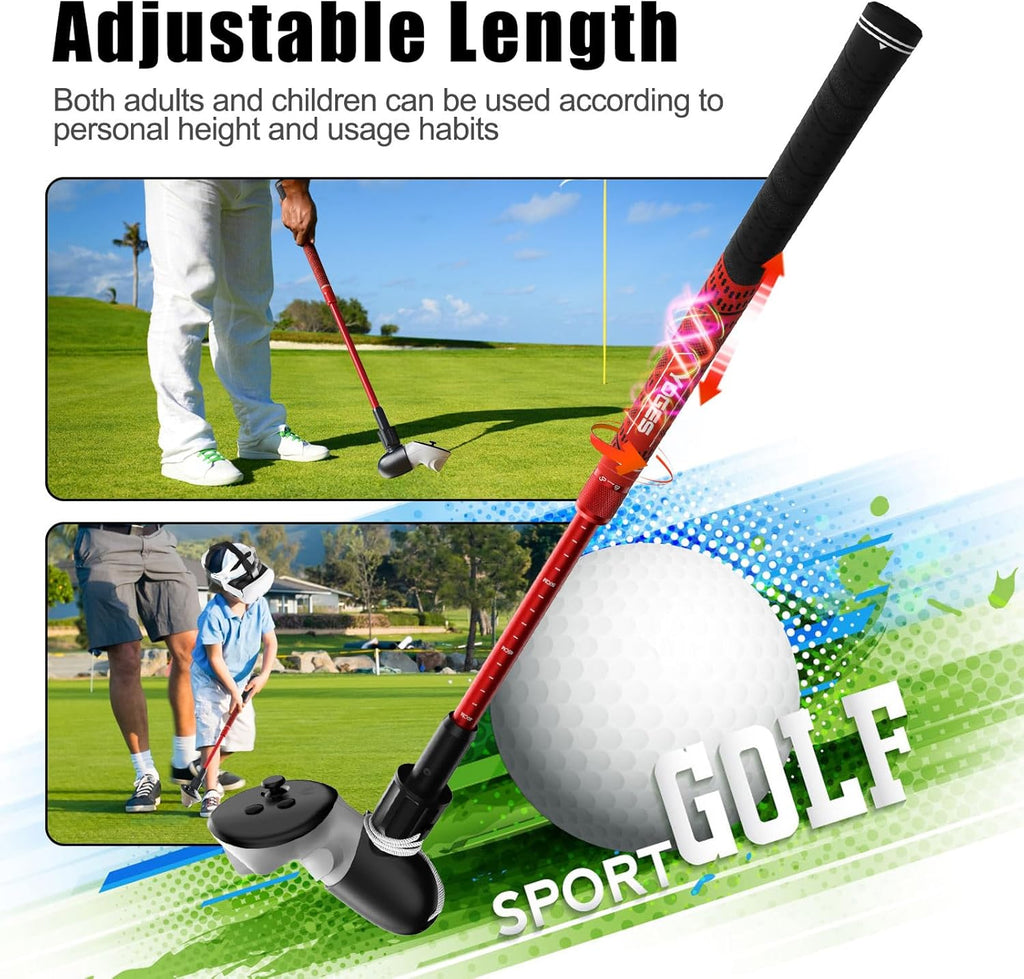 YOGES Adjustable Length VR Golf Club Handle for Meta Quest 3S/Quest 3/Oculus Quest 2, 90 Degree Virtual Reality Baseball Controller Attachment, Simulator Real Golf Game (ONLY for Right Controller)