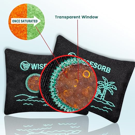 50gx6pcs Rechargeable Desiccant Packs for Storage, Color Indicating Silica Gel Packets Moisture Absorbers with Transparent Window, Reusable Dehumidifier Bags for Safe 3D Filaments Electronics