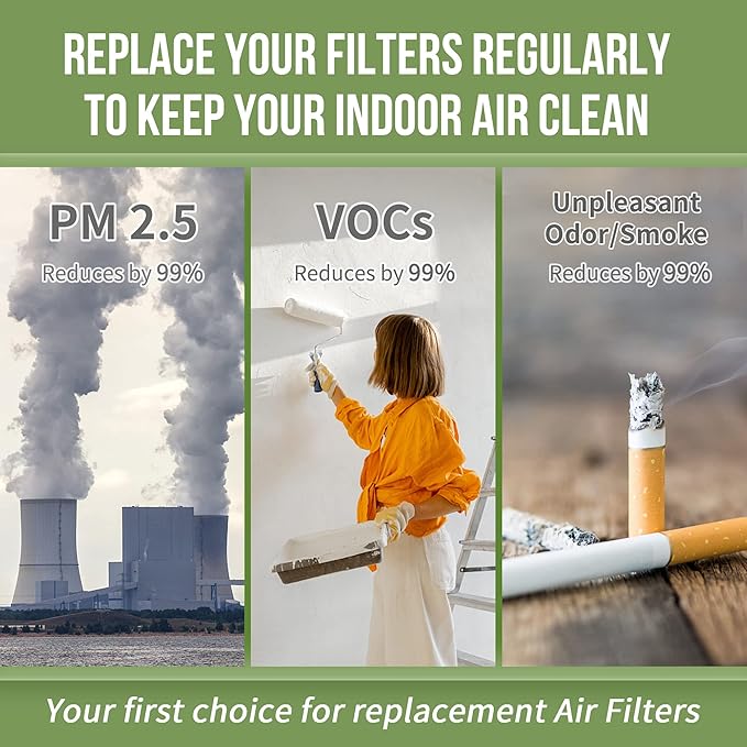 AP-B102 Replacement Filter Compatible with Alexapure Breeze Air Pu-rifier AP-B102 and 3049 Filter Set, 3 H13 True HEPA Filters and 3 Activated Carbon Filters Included
