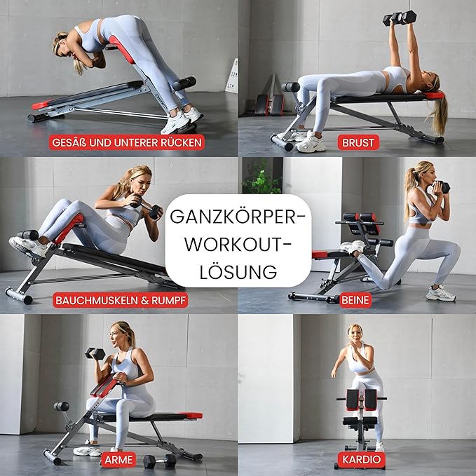 Finer Form Multi-Functional Weight Bench for Full All-in-One Body Workout – Versatile Adjustable Workout Bench for Home Gym. Fitness equipment perfect for Back HyperExtension, Bench Press, Roman Chair Exercise, Sit up. Adjusts to Decline or Flat Bench.