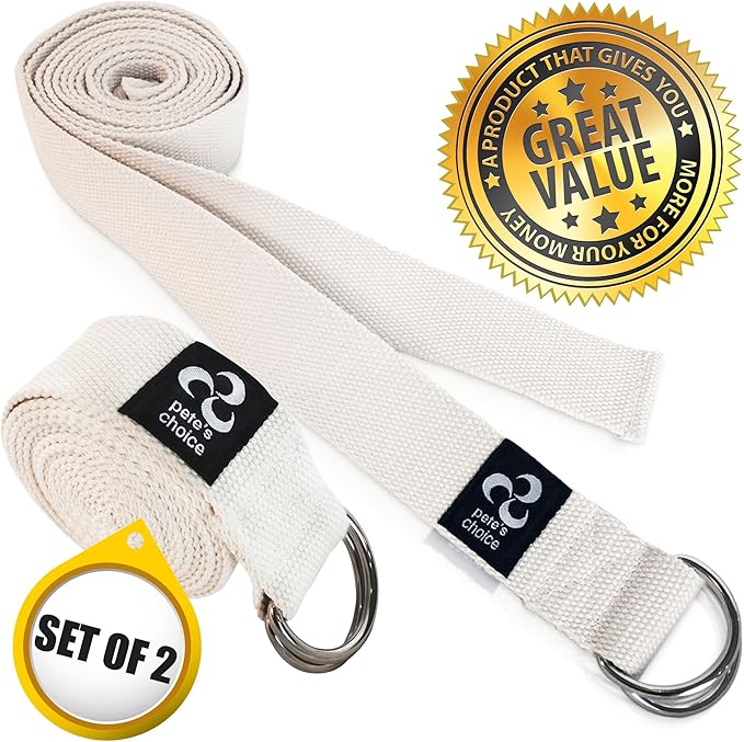 2-PACK or 5-PACK Yoga Exercise Adjustable Straps 8Ft | BONUS eBook | with Durable D-Ring For Pilates & Gym Workouts | Hold Poses, Stretch, Improve Flexibility & Maintain Balance-FlexoryFit