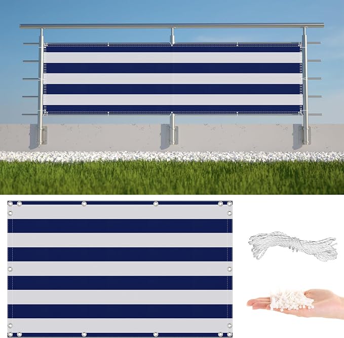 Balcony Privacy Screen 3.9' x 29.5' UV Protection Weather-Resistant Outdoor by AYLFBFU