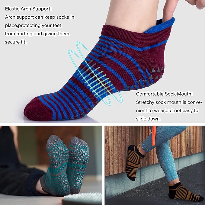 Hylaea Unisex Non Slip Socks with Grip for Yoga, Hospital, Pilates, Barre | Ankle, Cushioned-FlexoryFit