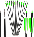 ZSHJGJR 30 Inch Archery Carbon Arrows Hunting Arrows with 4” Turkey Feather Target Practice Arrows Spine 500 for Compound & Recurve &Traditional Bow 6/12pcs