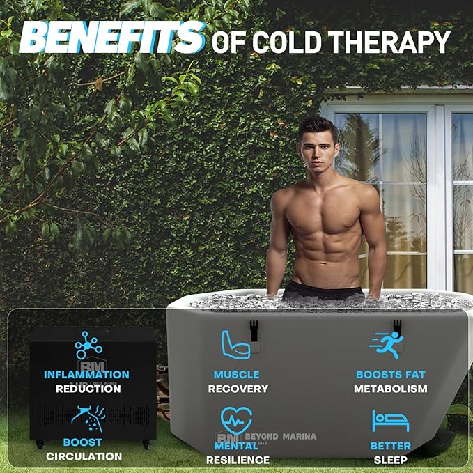 Slanted-Edge Cold Plunge Tub with 1 HP Chiller, Inflatable Ice Bath Tub with Hot & Cold Modes, Ozone, Smart WiFi, Dual Filters, Fast Cooling, 120 Gal, 61" L x 31.5" W x 24.8" H
