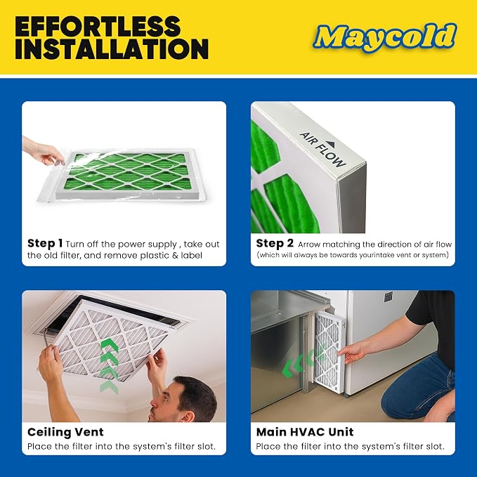 Maycold MERV 13 12x24x1 Air Filter, High-Efficiency Pleated AC & Furnace Filters - Image 7