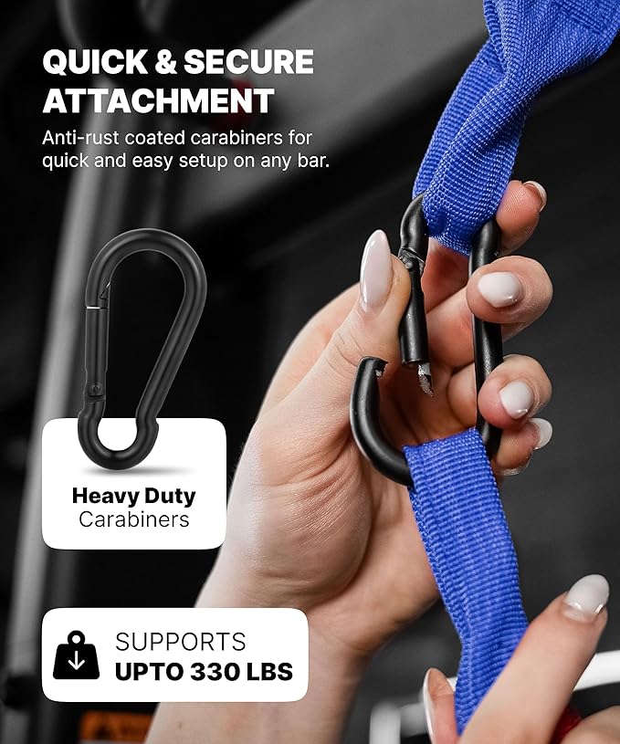 DMoose Fitness Hanging Ab Straps for Pull Up Bar & Core Strength Training - Soft Padded Exercise Straps for Ab Swing & Leg Raises, Hang Bar Strap with 2 Steel Carabiners - Abs Equipment for Home & Gym-FlexoryFit