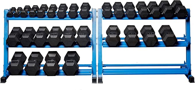 REP Fitness Rubber Hex Dumbbell Set, Adjustable Weight Pairs, Home Gym Equipment, Strength Training For Men Women, Black Coated Grips, Workout Rack Storage Optional, Heavy Lb Free Weights-FlexoryFit