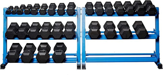 REP Fitness Rubber Hex Dumbbell Set, Adjustable Weight Pairs, Home Gym Equipment, Strength Training For Men Women, Black Coated Grips, Workout Rack Storage Optional, Heavy Lb Free Weights-FlexoryFit