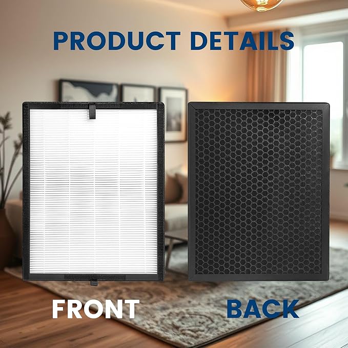 45i Replacement Filter, Compatible with Flex Bh400 and 45i air purifier, Compared # B4-Fresh/FL40-Silver-Carbon, 1 Pack HEPA Filter+2 Pre Filter