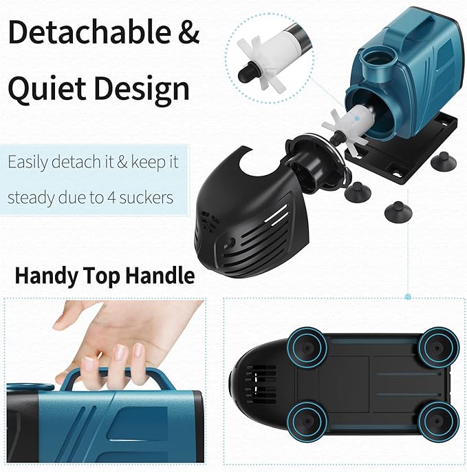 Uniclife Aquarium 1000 GPH Submersible and Inline Water Pump 80W 10ft High Lift AC 120 V Quiet Return Pump with 10 ft. Power Cord for Large Fish Tanks Pond Waterfalls Fountains Sumps and Gardens