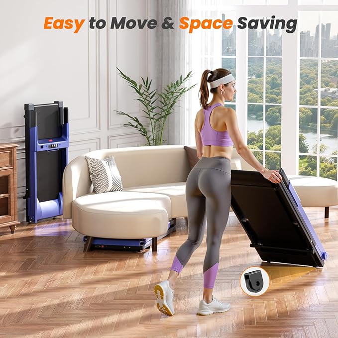 DeerRun Treadmills for Home with Incline and Handles, 3.5 HP Foldable Treadmill 350 LBS Weight Capacity for Small Spaces, Folding Running Machine with Smart APP-FlexoryFit