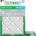 Filterbuy 20x24x1 Air Filter MERV 8 (MPR 700) Dust Defense Replacement (2-Pack), Electrostatic Pleated HVAC AC Furnace Filters, Made in USA (Actual Size: 19.38 x 23.38 x 0.75)