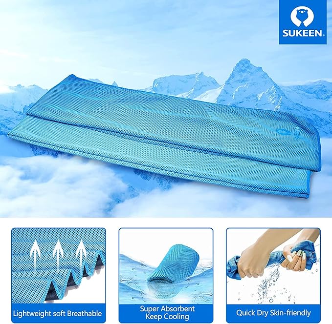 Sukeen 12 Pack Cooling Sports Towel Bulk (40"x12"), Quick-Drying Neck Cooling Wraps, Soft & Breathable Microfiber Ice Towel for Athletes, Sports Fitness Enthusiasts in Gym, Workers in Outdoor Summer-FlexoryFit