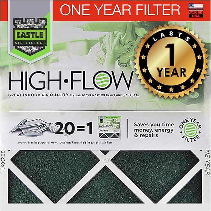 No Toil, Castle One-Year HVAC Furnace Filter, 20" x 24" x 1"