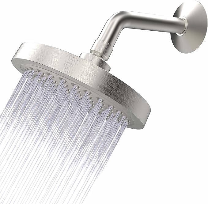 '-High Pressure Shower Heads - High Flow Shower Head - 1.8 GPM with Removable Restrictor - California Certified - Universal Replacement - Plumbers Tape Included - (Brushed Nickel Finish)