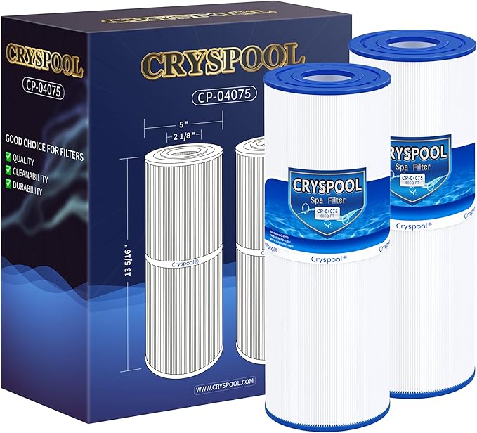 Cryspool® 04075 Filter Compatible with C-4950, PRB50-IN, FC-2390, Guardian 413-212-02, J200 Series Filter, 03FIL1600, 373045, Cal Spa Hot Tub Filter, 50 Sq. Ft Spa Filter Cartridge, 2 Pack
