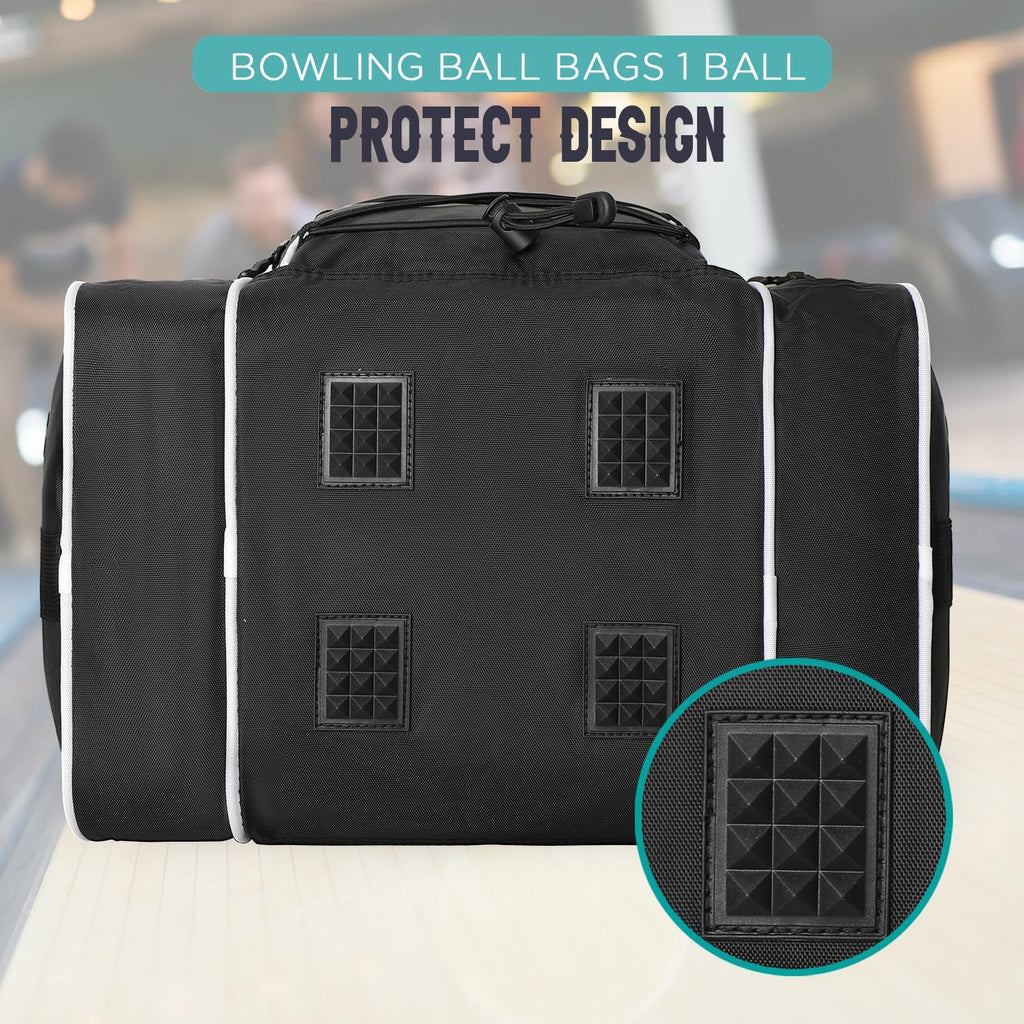 WOLT Bowling Ball Bag for Single Ball - Bowling Ball Tote Bag with Padded Ball Holder, 2 Pockets fit Bowling Shoes Up to Mens Size 14 and Accessories