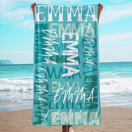 JML Personalized Beach Towel with Name, Custom Beach Towel with Name, Customized Microfiber Pool Towel, Quick Dry & Absorbent Swim Towel for Adult,Anniversary, Birthday, Summer Holiday,Vacation-FlexoryFit