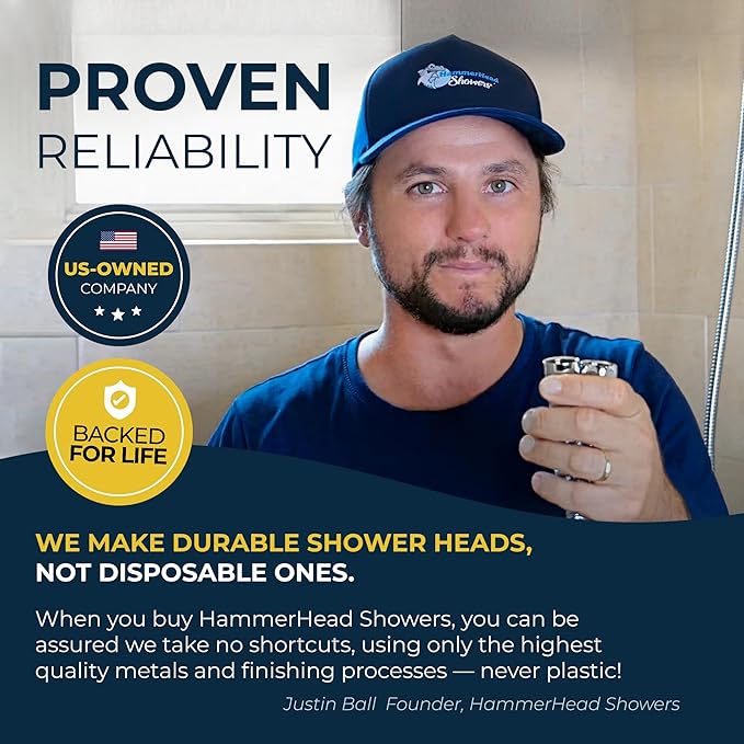 HammerHead Showers® Solid Metal Shower Head Filter – KDF 55 Shower Filter, High Pressure Universal Shower Filters to Remove Toxic Chemicals – Removes Chlorine and Heavy Metals – Brushed Nickel