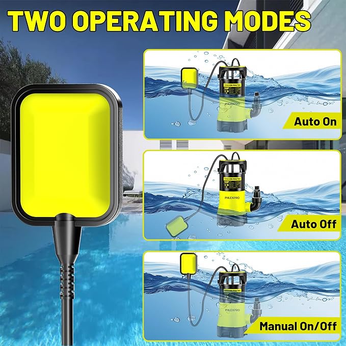 Submersible Water Pump 1HP 5300GPH High Flow Clean/Dirty Water Transfer Pump with Automatic Float Switch,26FT Long Cord,Sump Pump for Pool, Pond,Garden, Flooded Cellar, Aquarium and Irrigation