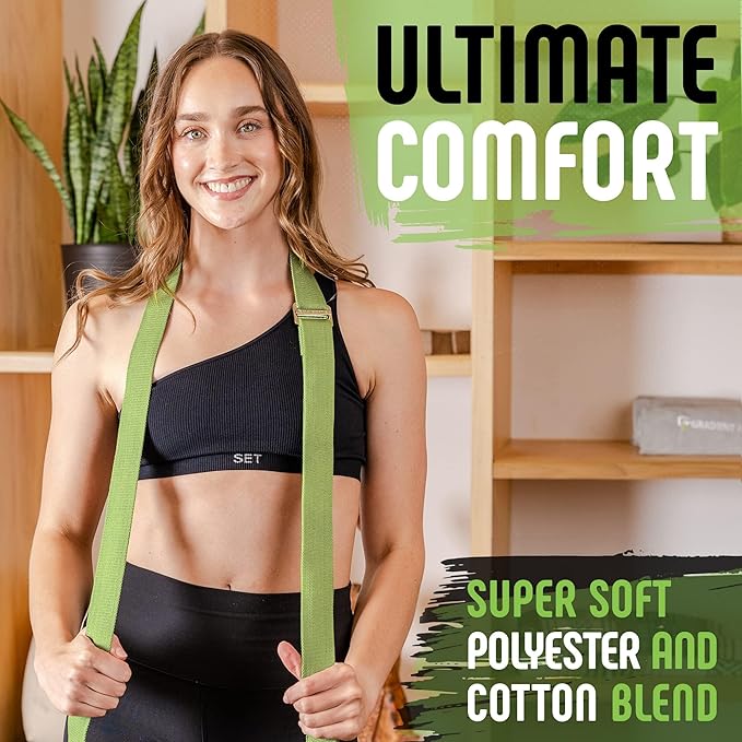 Gradient Fitness Yoga Strap, Friction-Less Easy-Feed Buckle, Super Soft Cotton/Polyester Blend Webbing, Free eGuide. (8 Feet)-FlexoryFit