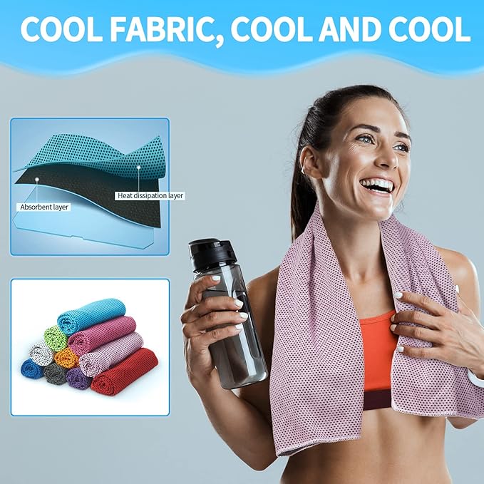Honoson Cooling Towel Bulk - Neck & Face Cool Chilly Towels Microfiber Breathable Sport Sweat Rag for Gym, Yoga, Travel, Camping, Running, Outdoor-FlexoryFit