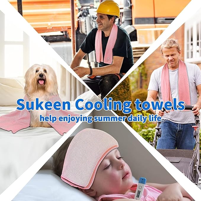 Sukeen Cooling Towel (40"x12"), Ice Towel Sets,Soft Breathable Chilly Towel,Microfiber Towel for Yoga,Sport,Running,Gym,Workout,Camping,Fitness,Workout & More Activities, 6 Pack-FlexoryFit