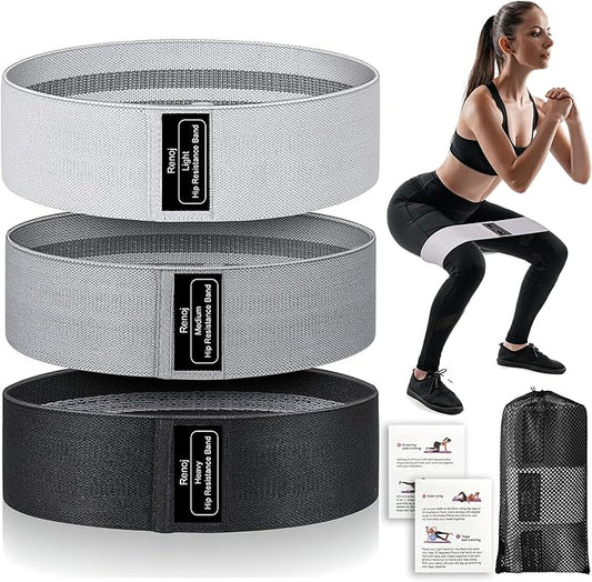 Renoj Resistance Bands, Yoga Starter Sets for Women and Men, 3 Set of Stretch Exercise Workout Bands for Booty Legs, Elastic Pilates Flexbands-FlexoryFit