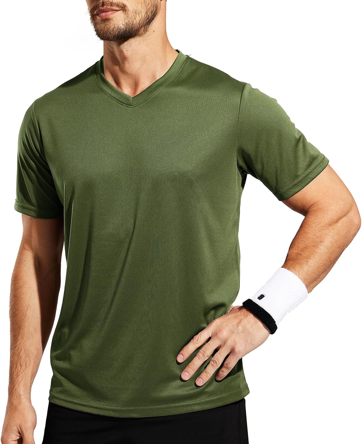 MIER Men's Quick Dry Workout Shirts Moisture Wicking Running Athletic Performance T-Shirts Recycled Polyester Top Tee