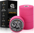 Bighorn Athletics Sports Tape | EZ-Tear Pink Athletic Tape for Wrist, Ankle & Foot Support | Zinc Oxide Infused & Latex-Free Adhesive, Breathable Cotton Fabric, 1.5-Inch x 45-Feet, 4 Rolls, Pink