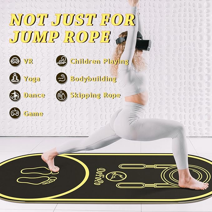 Jump Rope Mat 63"x27" Exercise Fitness, Non-Slip Indoor Outdoor Crossrope Mat, 6mm Thick High-Density Workout Jumping Pad for Home Gym Flooring and Concrete-FlexoryFit