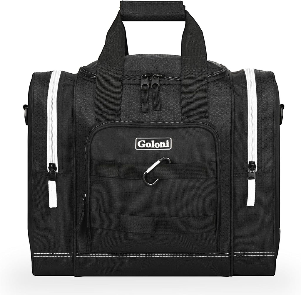 Goloni Bowling Ball Bag for Singer Ball with Padded Ball Holder, 2 Pockets fit Bowling Shoes Up to Mens Size 14 and Accessories
