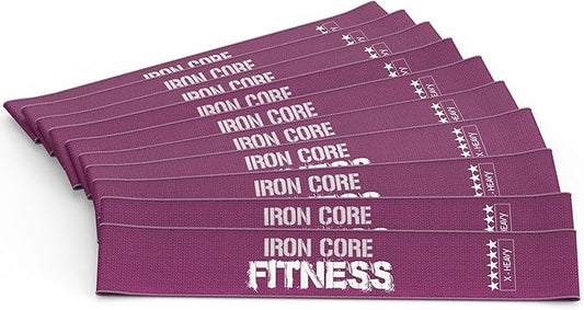 Fabric Mini Resistance Bands Sets for Trainers, Bootcamp, Gym for Men and Women in Fun Colors - Ebook, Videos and Workout Chart Included by Iron Core Fitness-FlexoryFit