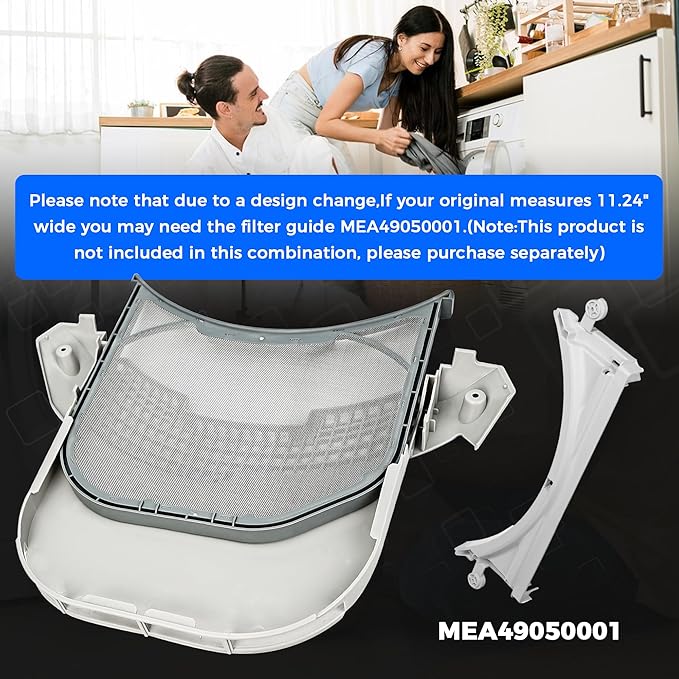 Romalon ADQ56656401 Dryer Lint Filter Stainless Steel Mesh With MCK49049101 Lint Trap Cover Housing For LG & Kenmore Dryer Lint Screen Replacement