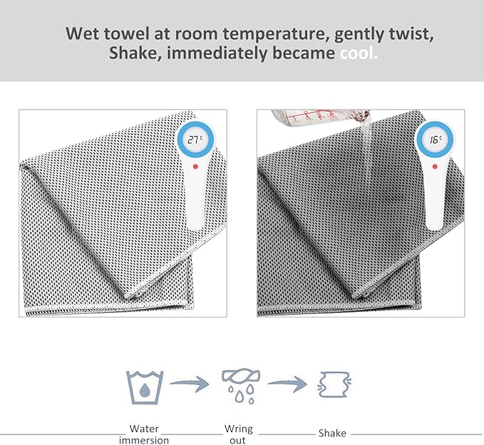 Biange Cooling Towel (Pack of 20, 40"x12") with Pouches for Sports, Workout, Fitness, Gym, Yoga, Golf, Pilates, Travel, Camping & More-FlexoryFit