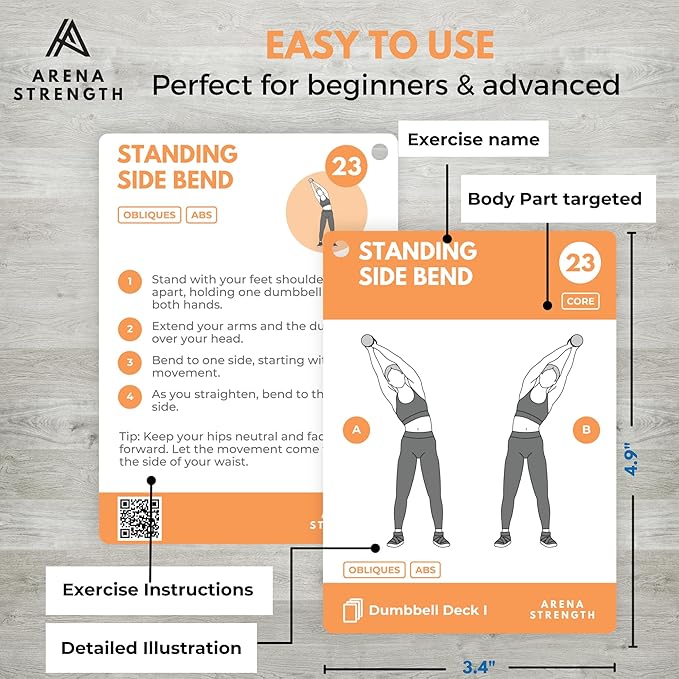 Arena Strength Workout Cards - Instructional Fitness Deck for Booty Band Workouts, Beginner Fitness Guide for Resistance Band Training Exercises at Home. Includes Workout Routines.-FlexoryFit