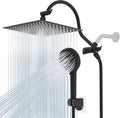 Hibbent 12'' All Metal Shower Head, High Pressure Rainfall Shower Head/Handheld Showerhead Combo/ 12'' Adjustable Curved Shower Extension Arm, 10-Spray, 71'' Hose, Showerhead Holder, Matte Black