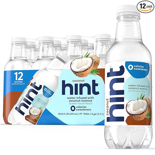 Hint Fruit-Infused Bottled Water, Coconut - Sugar Free Flavored Water with Zero Calories, Naturally Flavored, and No Artificial Sweeteners - 16 Fl Oz (Pack of 12)-FlexoryFit